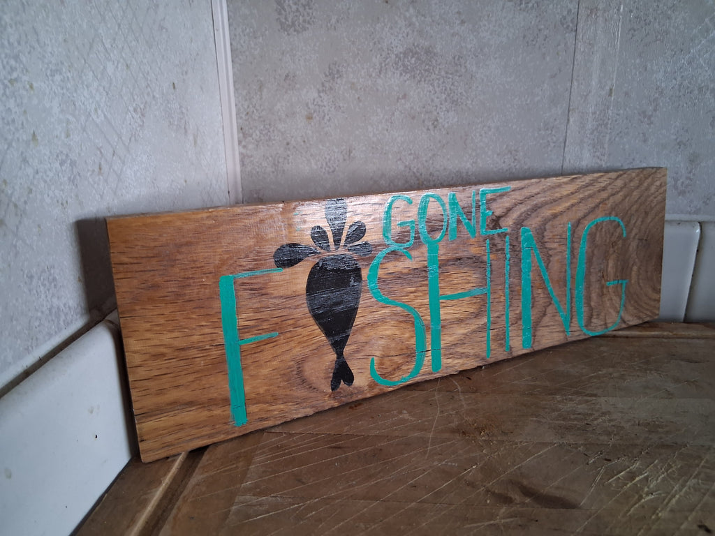 Gone Fishing Wood Sign | Hand Painted Rustic Cabin & Dock Decor