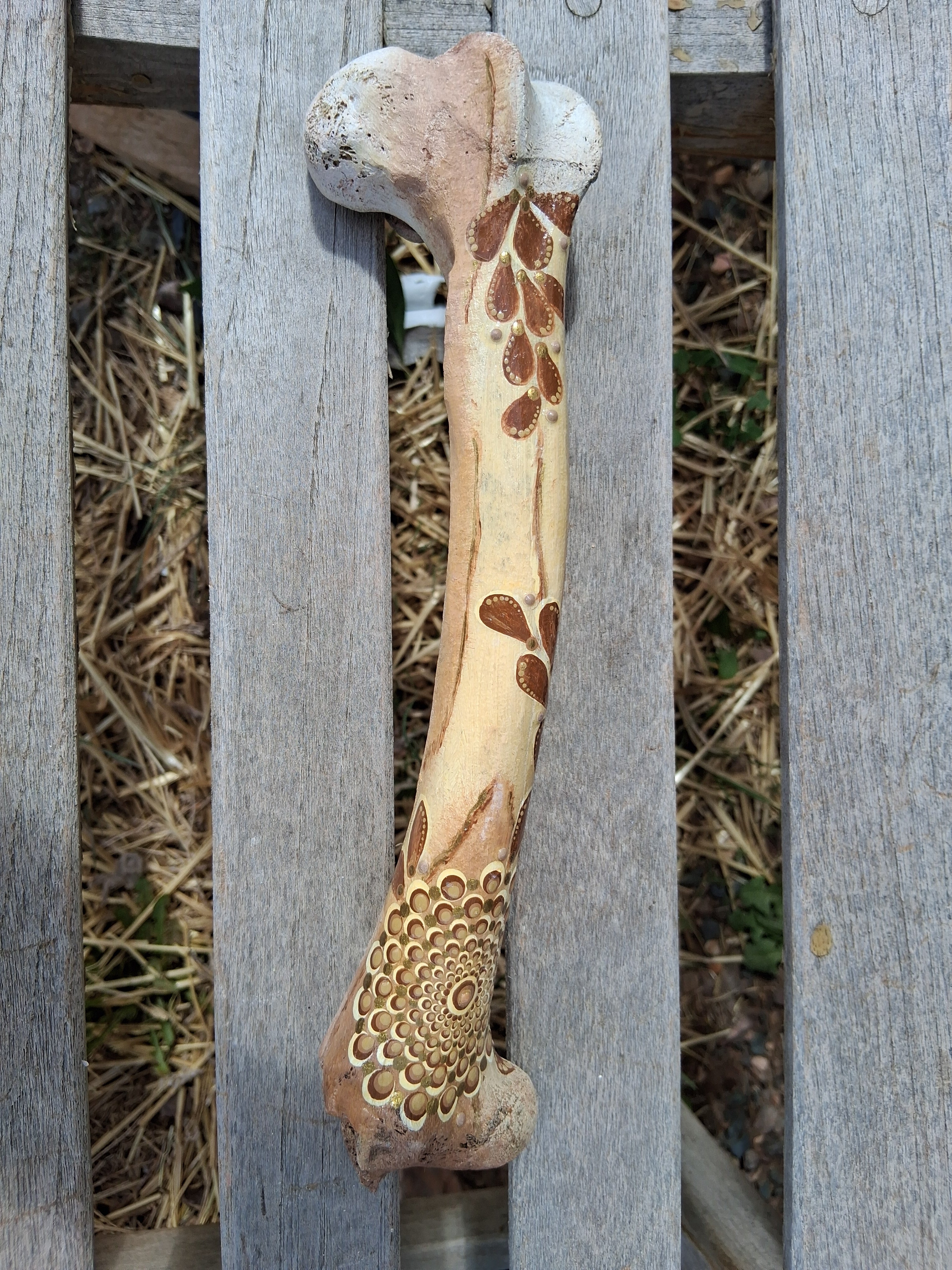 Henna Mandala Cow Bone Art | Large Hand Painted Dot Art Boho Nature Decor