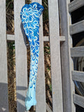 Navy & Sky Blue Elk Bone Art | Large Hand Painted Dot Art Coastal Boho Decor
