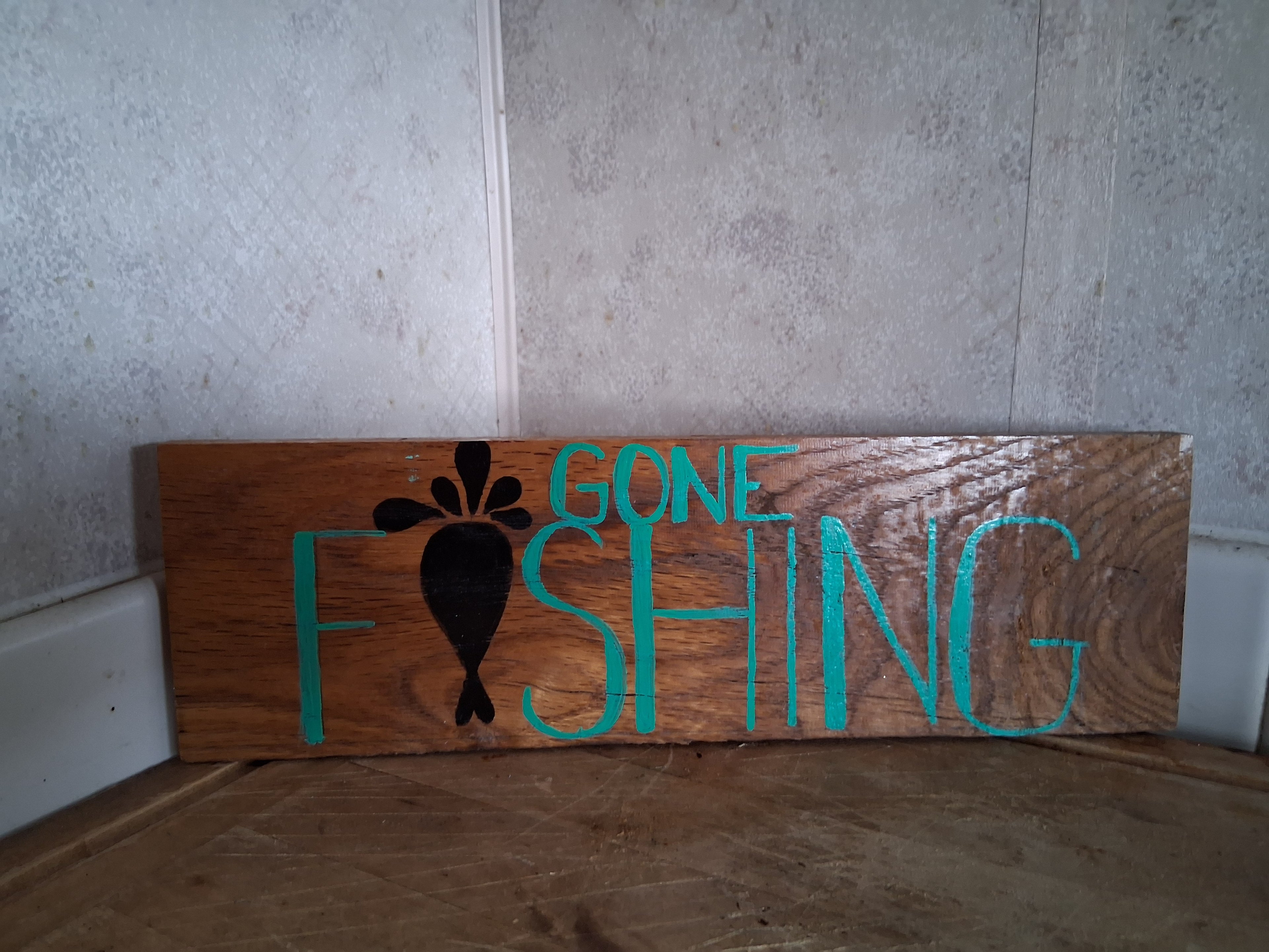 Gone Fishing Wood Sign | Hand Painted Rustic Cabin & Dock Decor