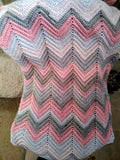 Sparkly Blush & Gray Crochet Baby Blanket | One of a Kind Handmade Gift