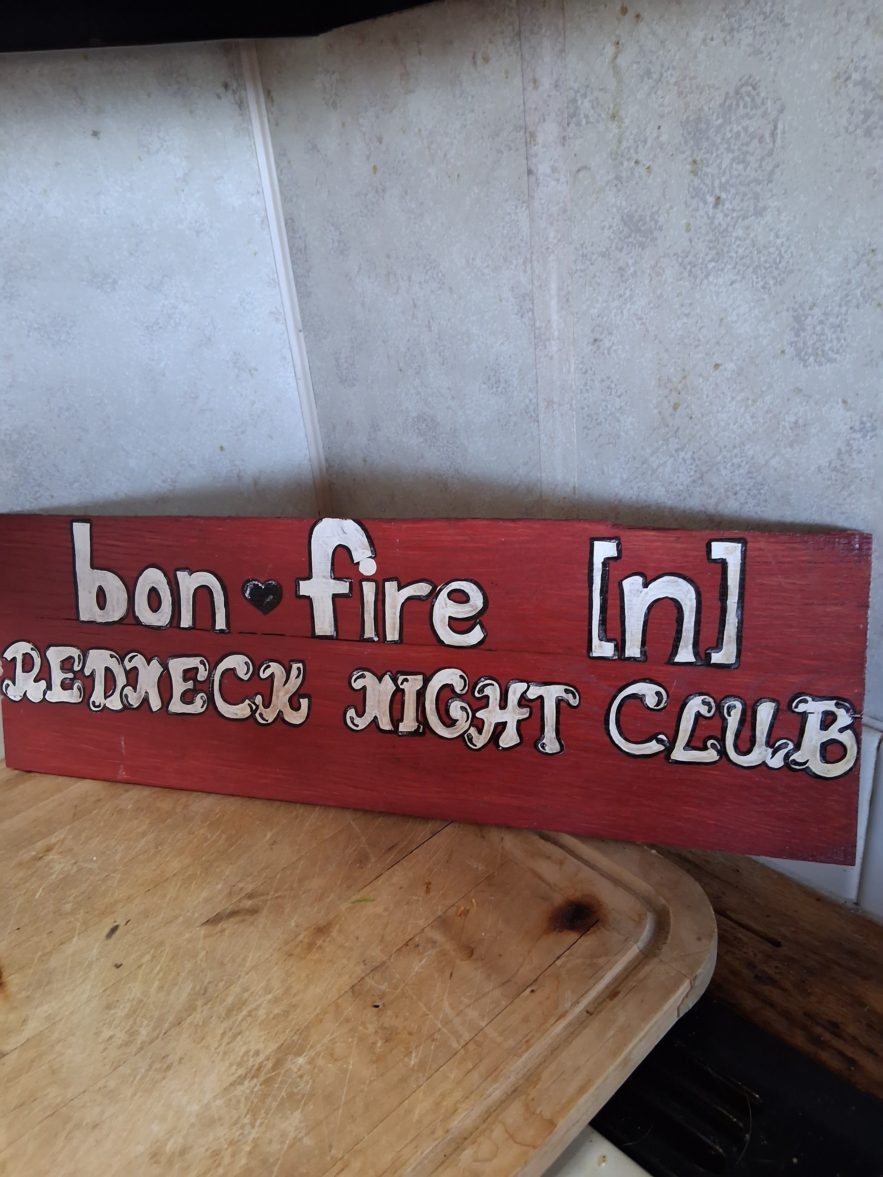 Bonfire Night Club Wood Sign | Hand Painted Rustic Campfire Decor