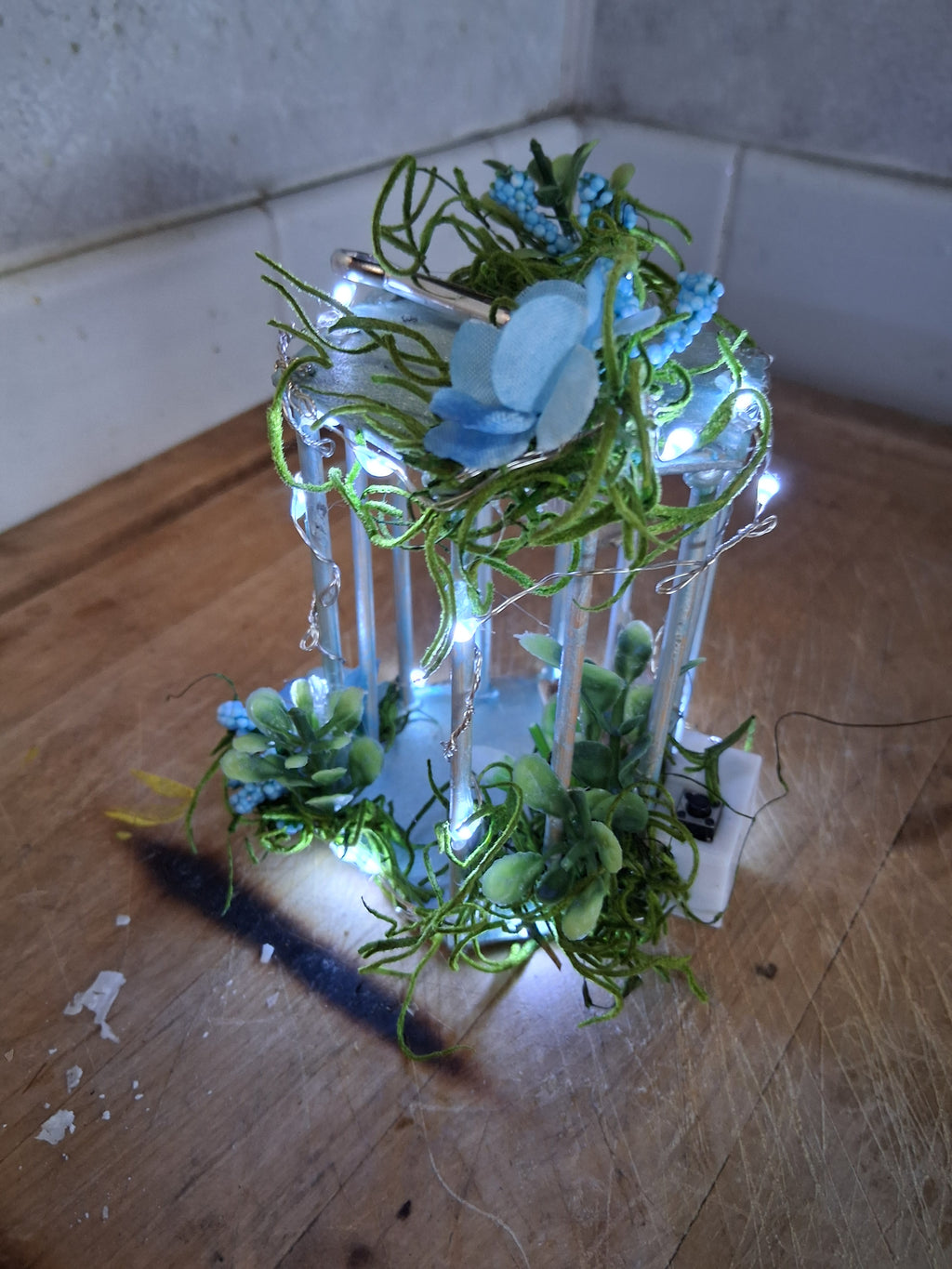 Fairy Garden Lantern | Miniature LED Birdcage Handmade Boho Shelf Decor