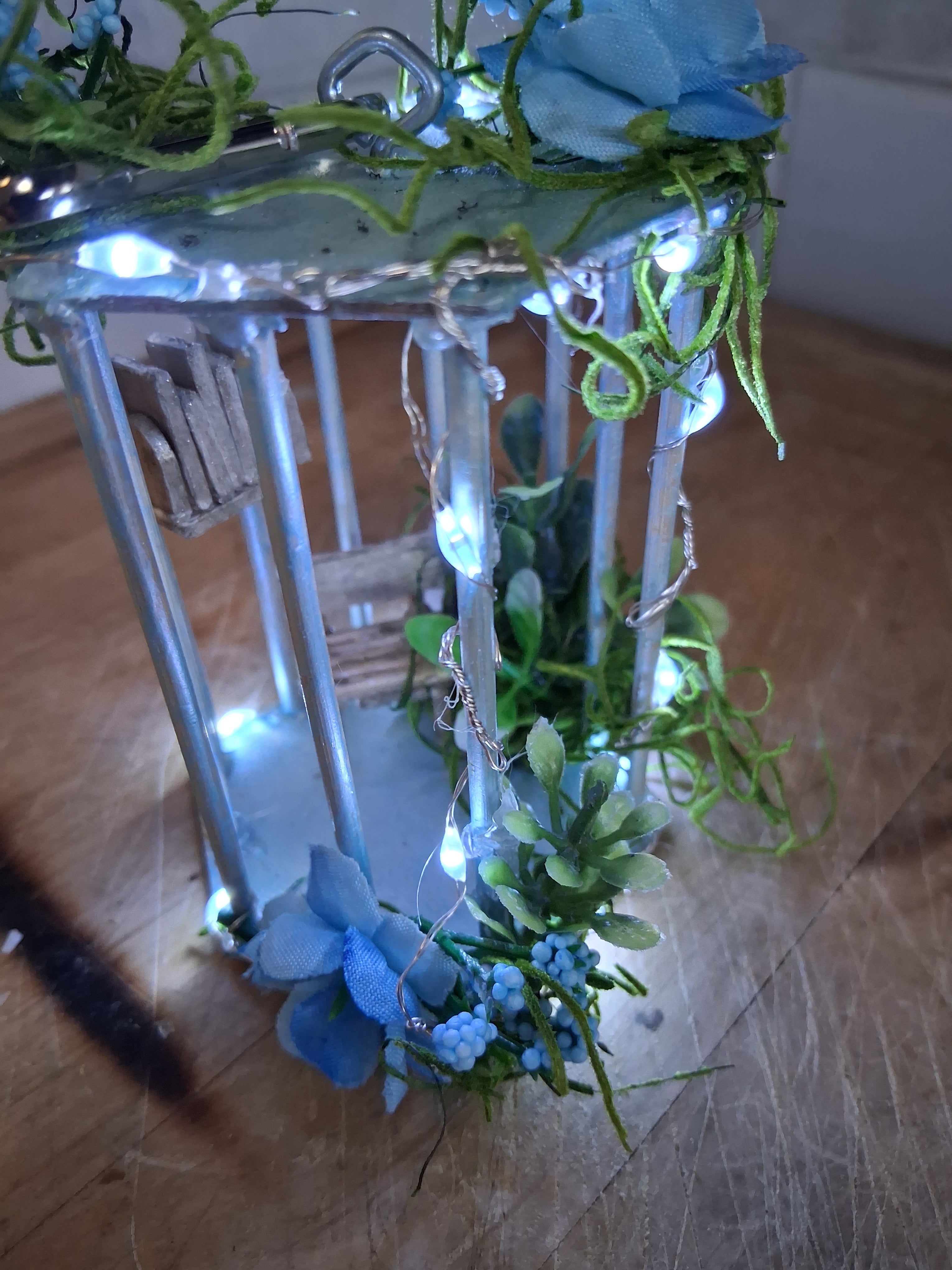 Fairy Garden Lantern | Miniature LED Birdcage Handmade Boho Shelf Decor