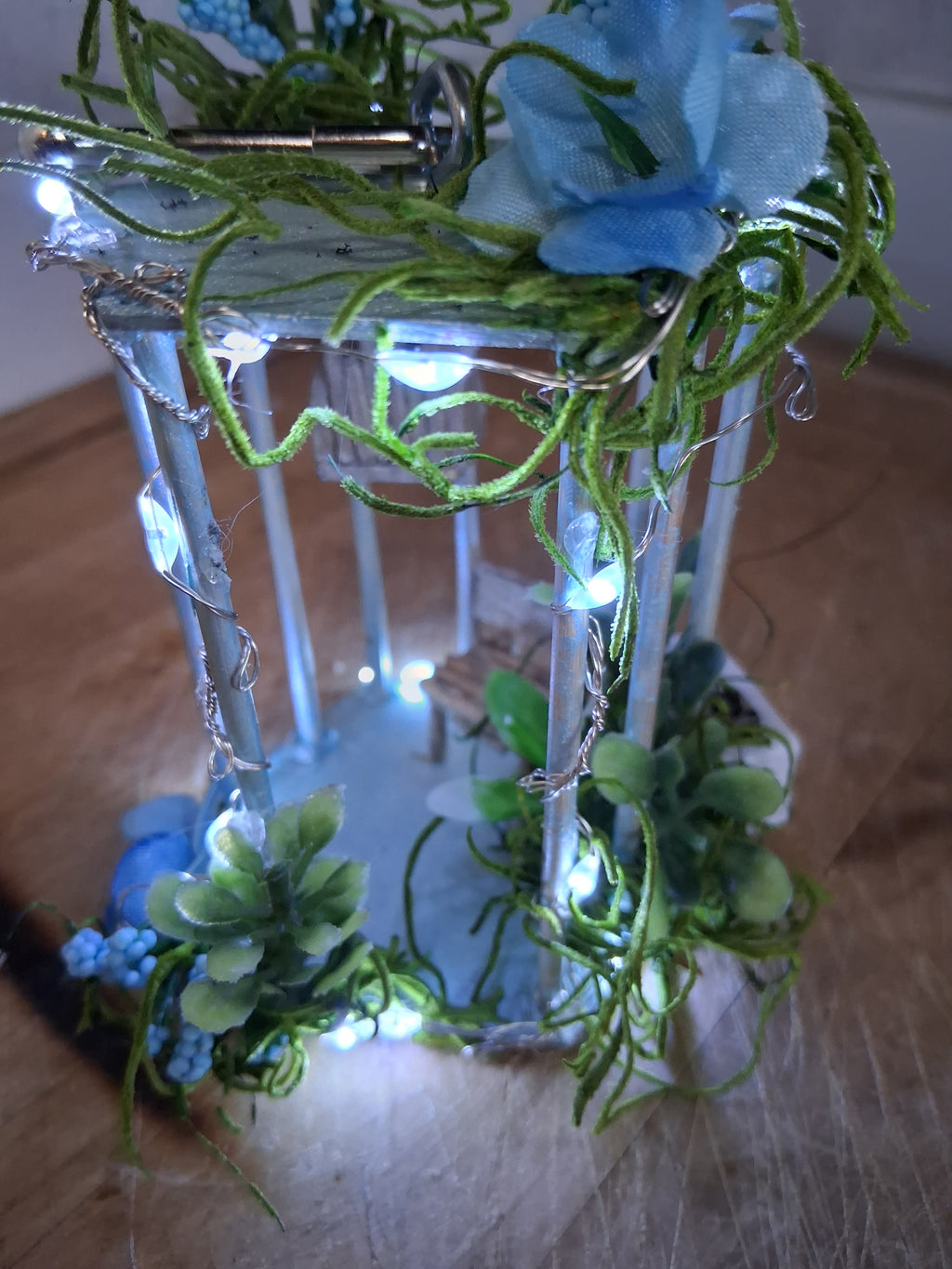 Fairy Garden Lantern | Miniature LED Birdcage Handmade Boho Shelf Decor