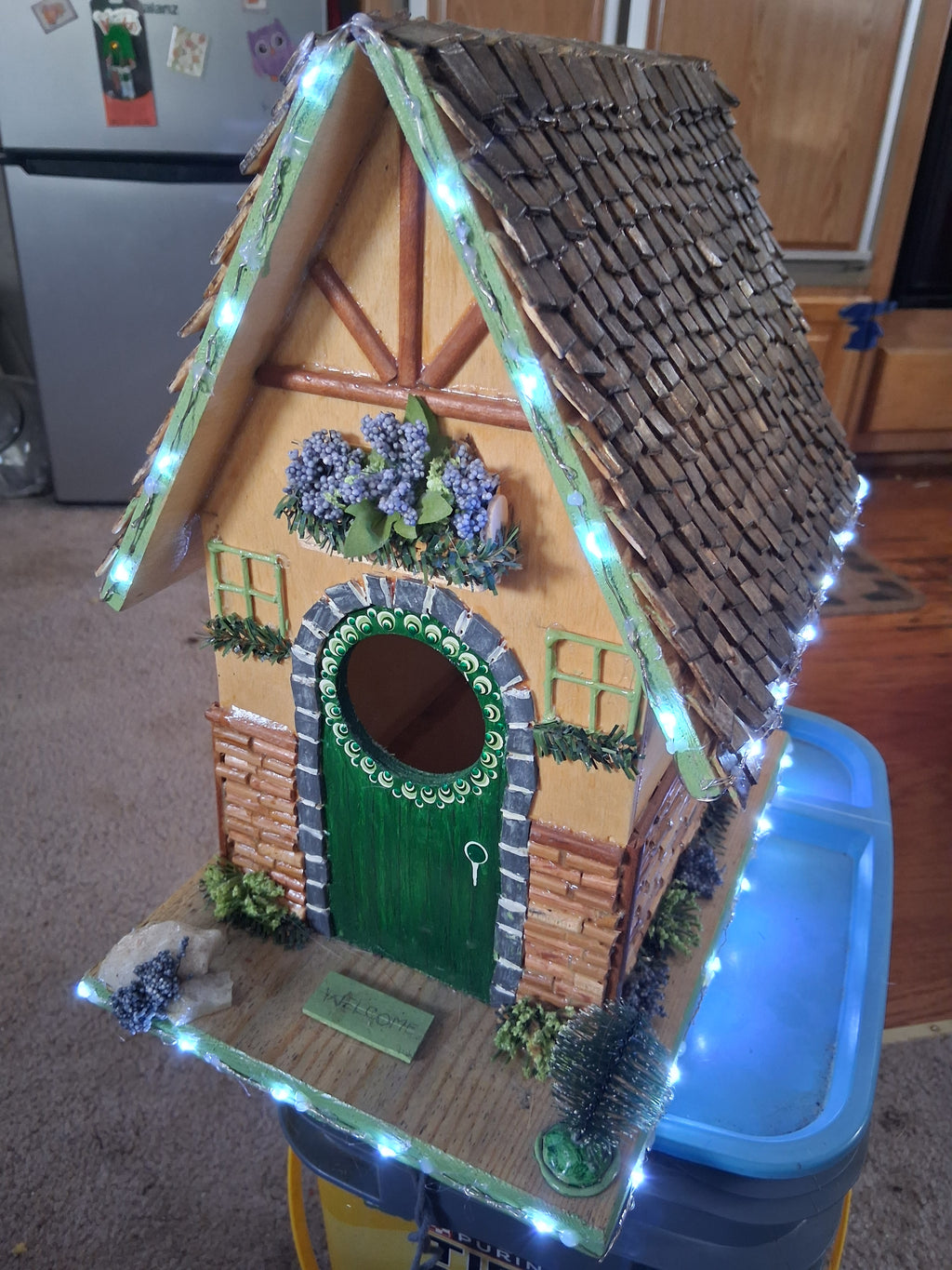 Magical Fairy Cottage Birdhouse | Handmade Weatherproof LED Decor