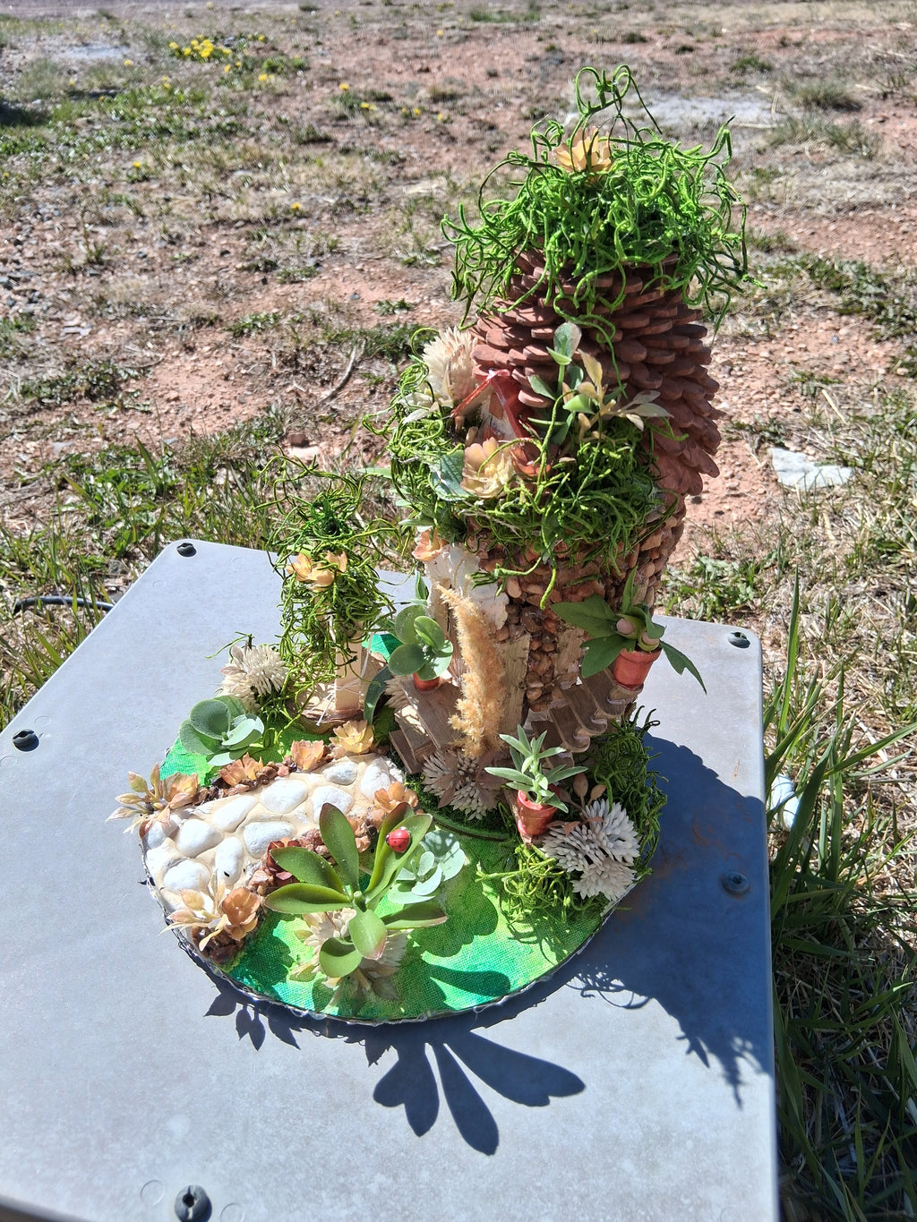 Fairy Garden Recycled Bottle | LED Light Handmade Whimsical Eco Decor
