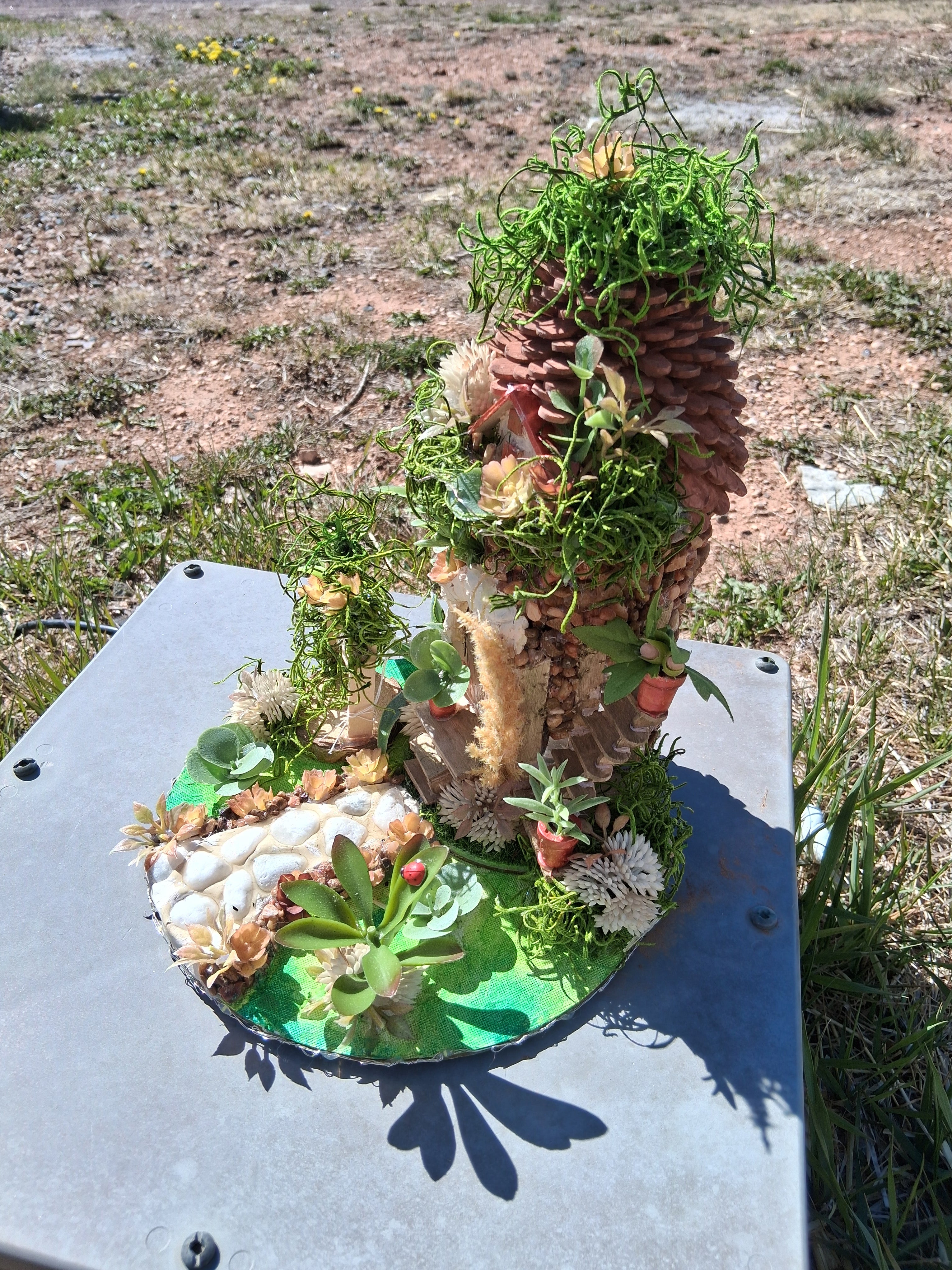 Fairy Garden Recycled Bottle | LED Light Handmade Whimsical Eco Decor