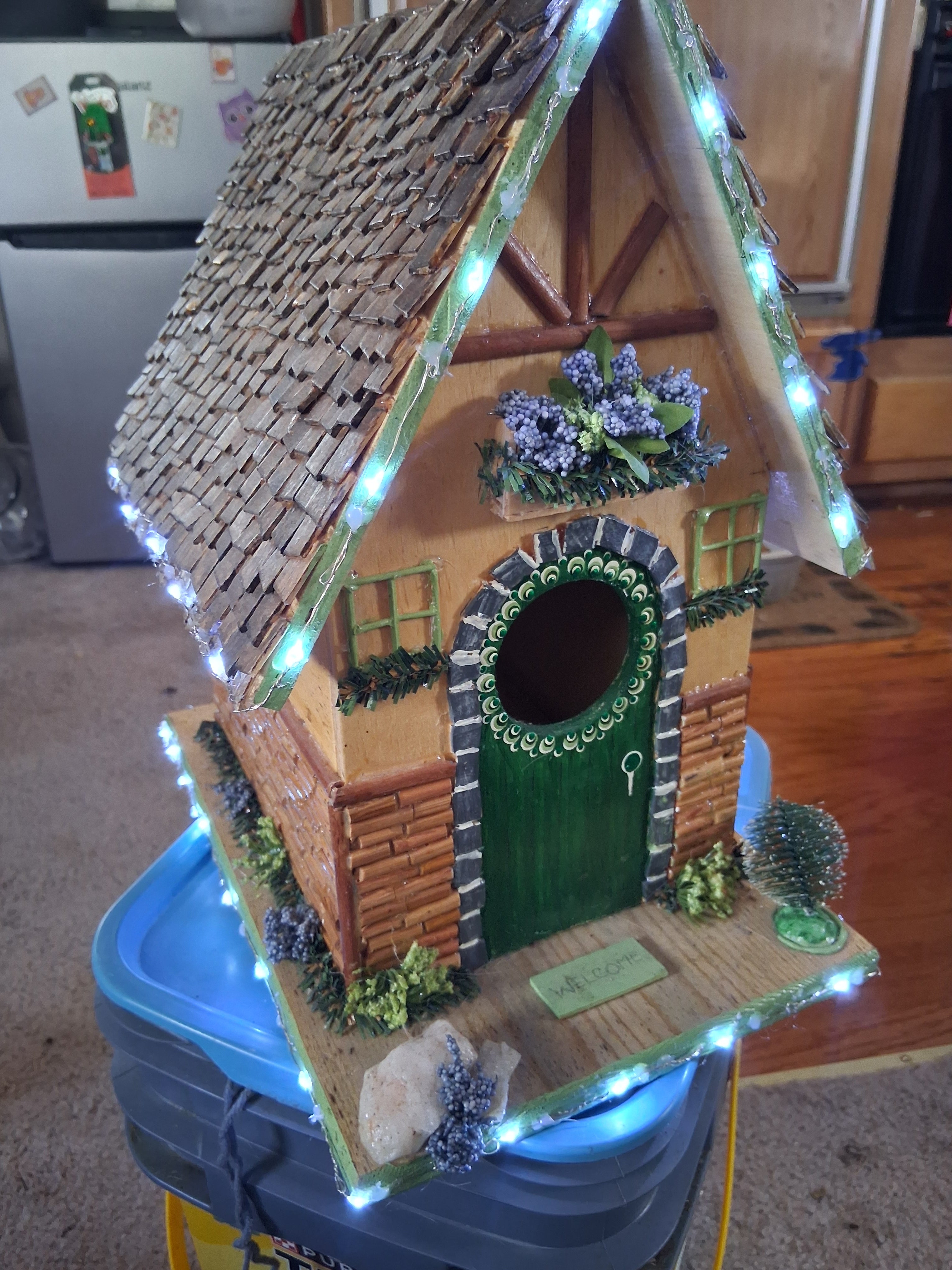 Magical Fairy Cottage Birdhouse | Handmade Weatherproof LED Decor