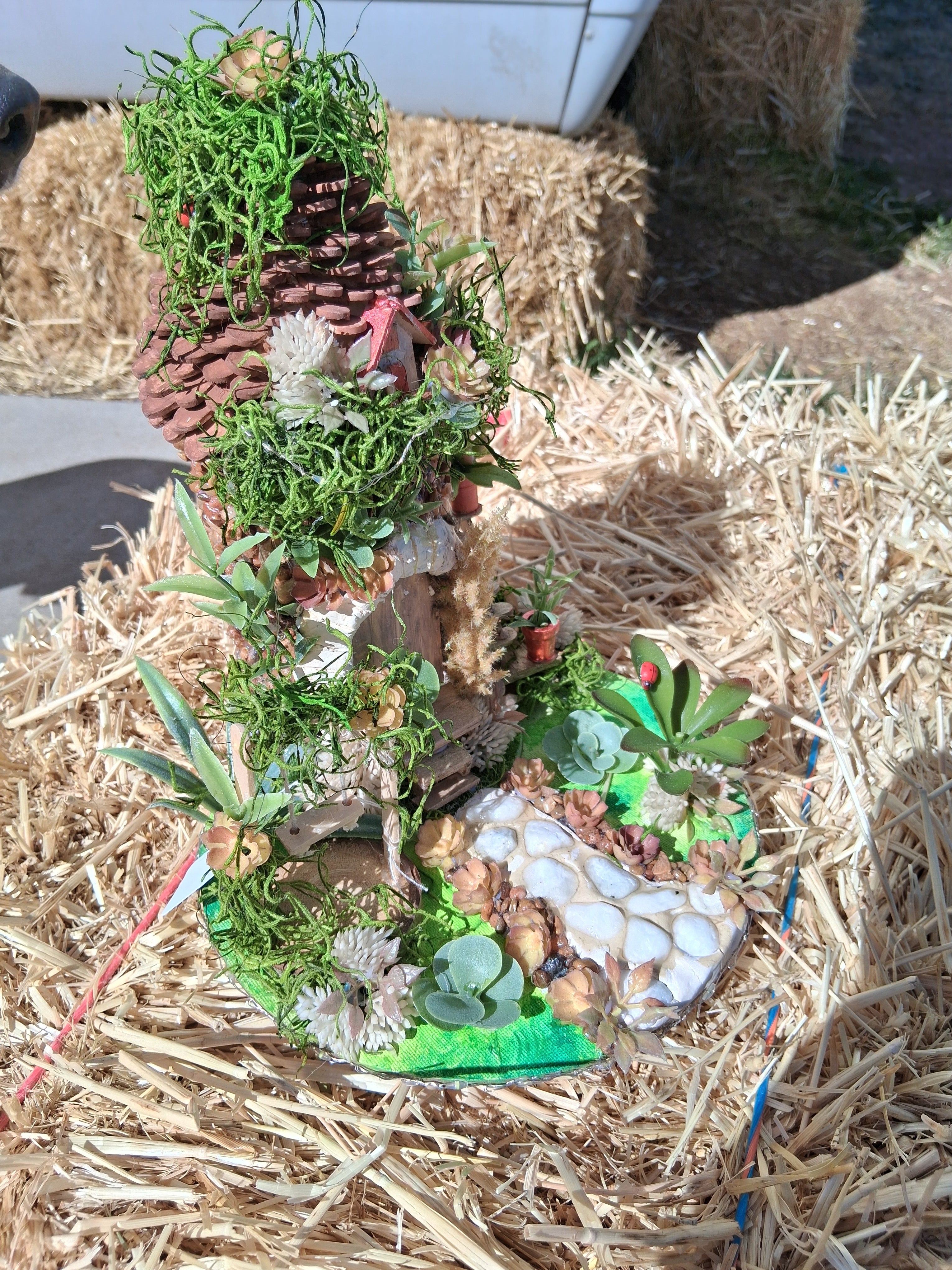 Fairy Garden Recycled Bottle | LED Light Handmade Whimsical Eco Decor