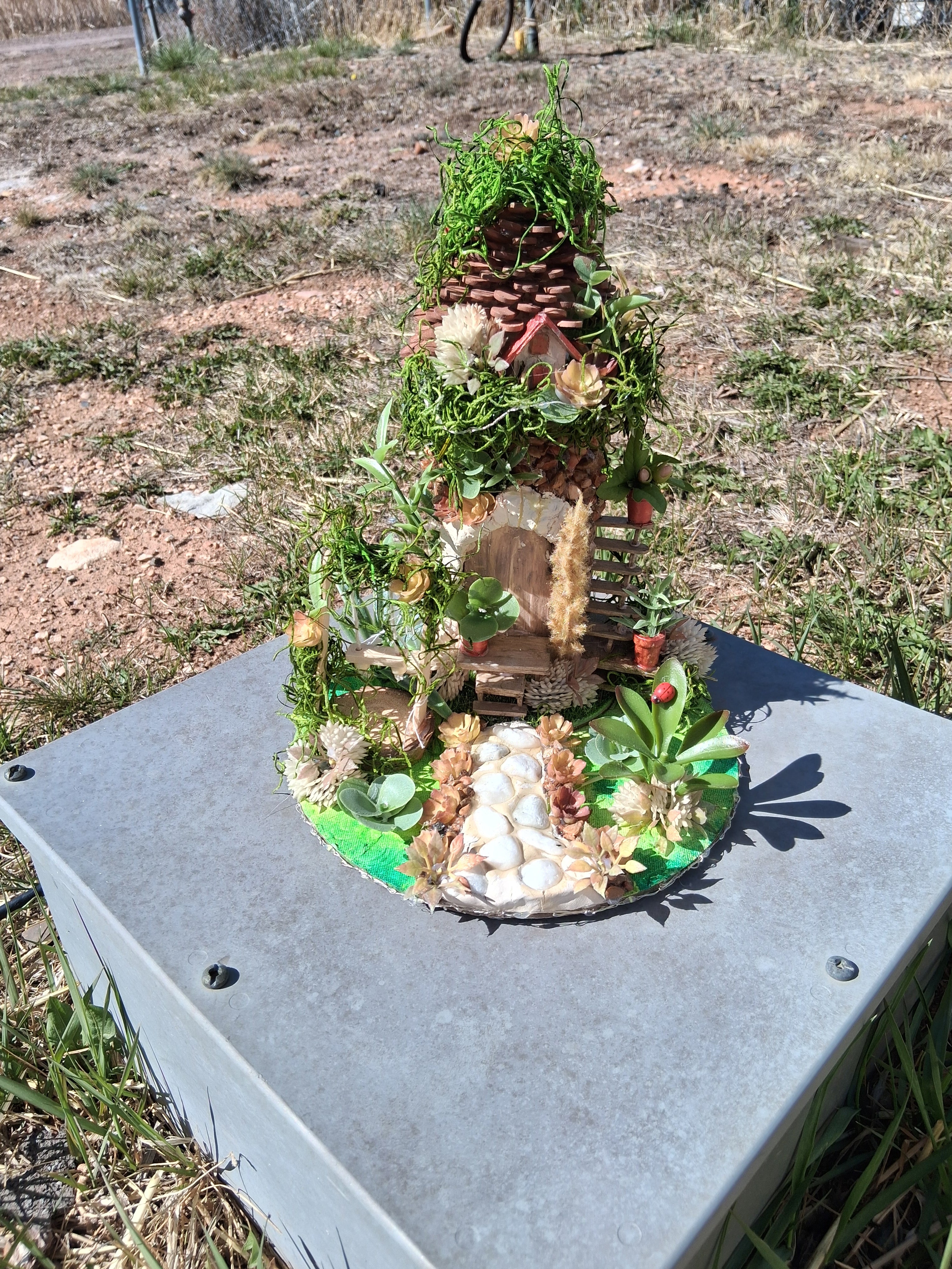 Fairy Garden Recycled Bottle | LED Light Handmade Whimsical Eco Decor