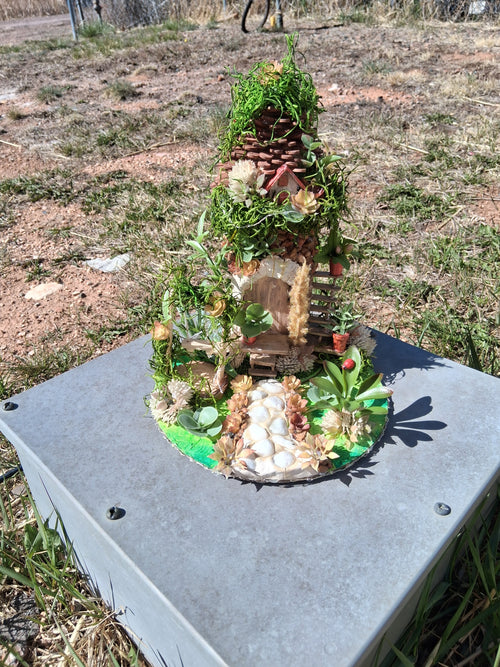 Fairy Garden Recycled Bottle | LED Light Handmade Whimsical Eco Decor