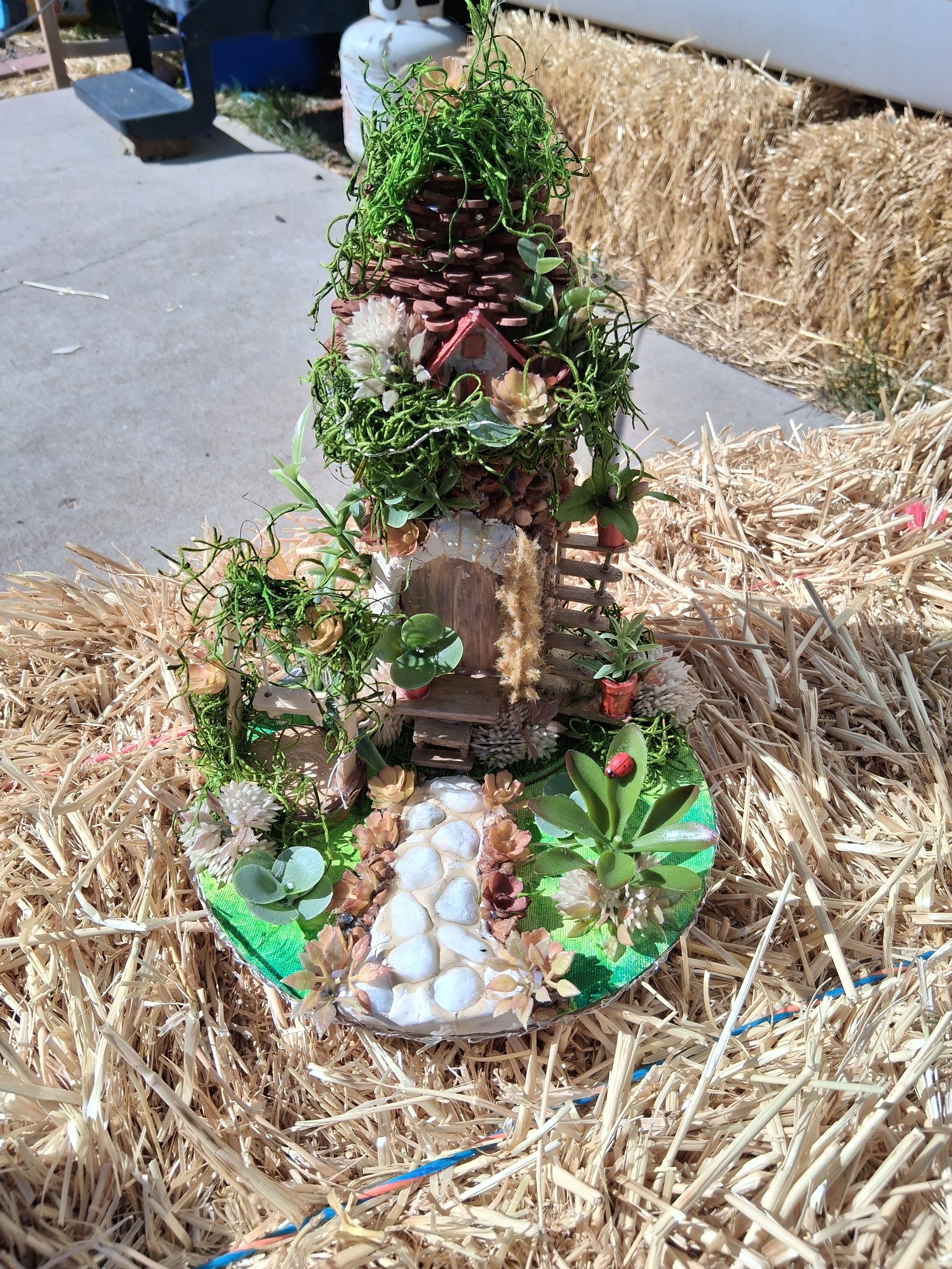 Fairy Garden Recycled Bottle | LED Light Handmade Whimsical Eco Decor