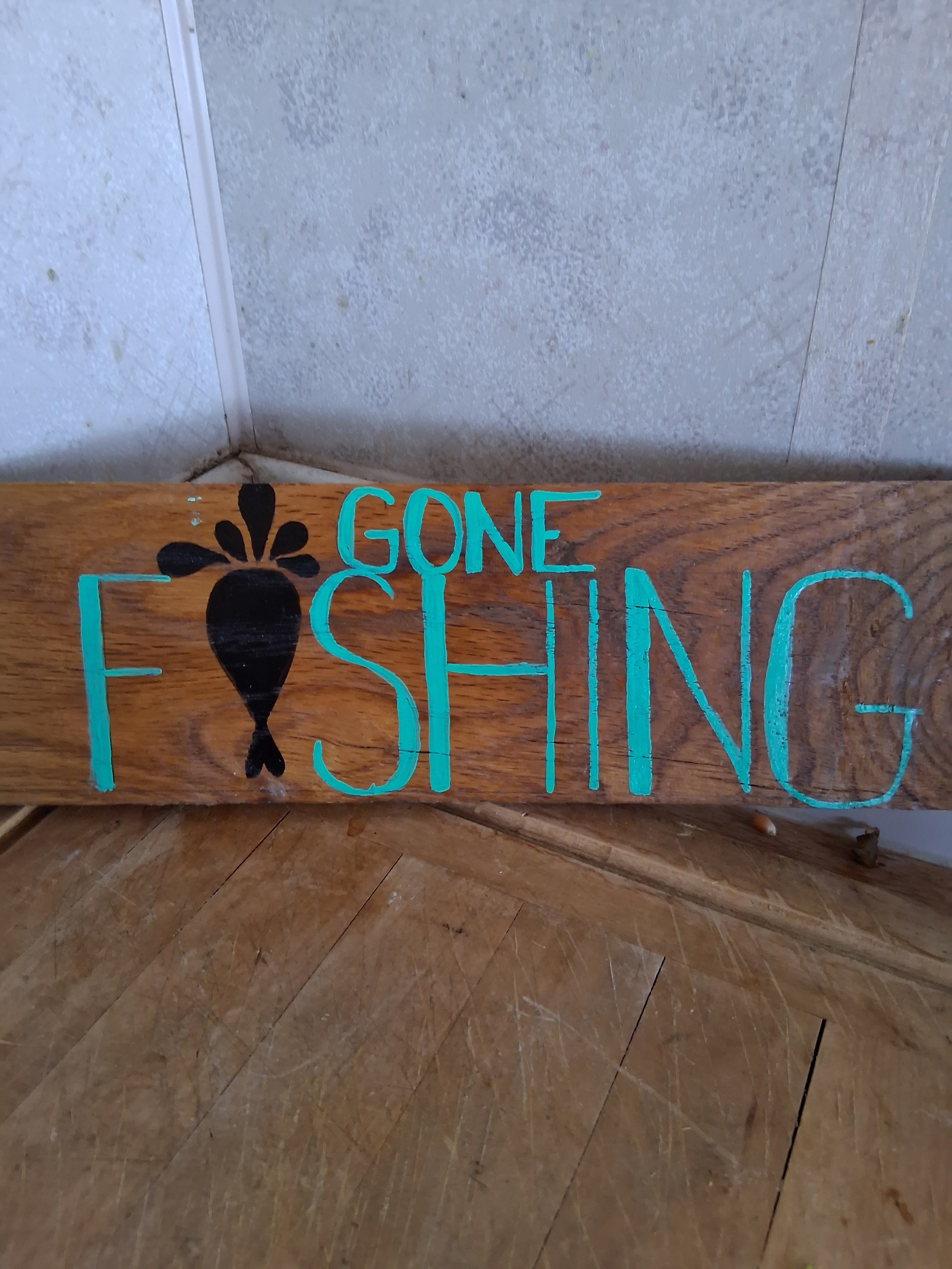Gone Fishing Wood Sign | Hand Painted Rustic Cabin & Dock Decor