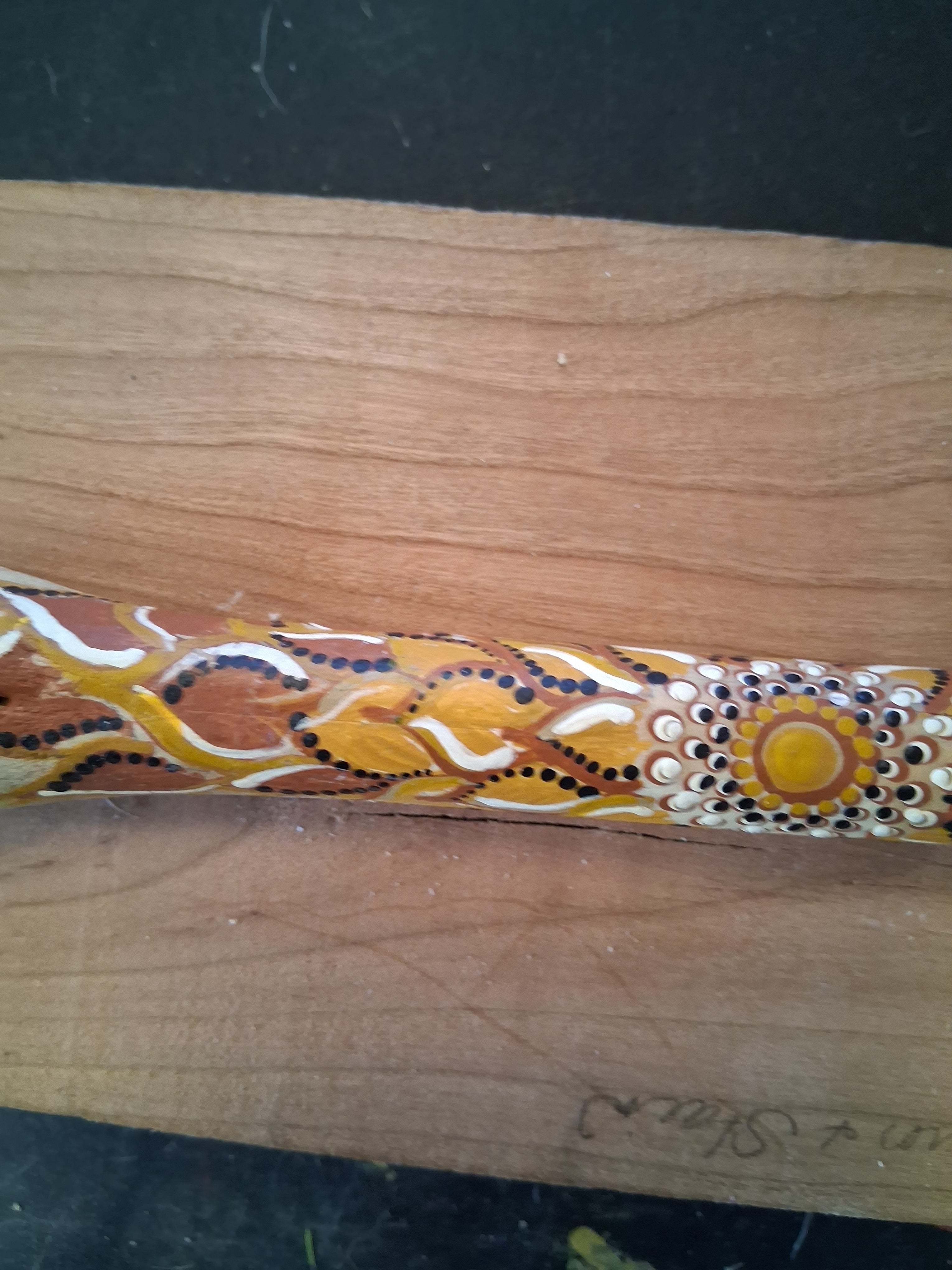 Burnt Orange & Gold Bone Art | Hand Painted Aboriginal Dot Art Boho Decor