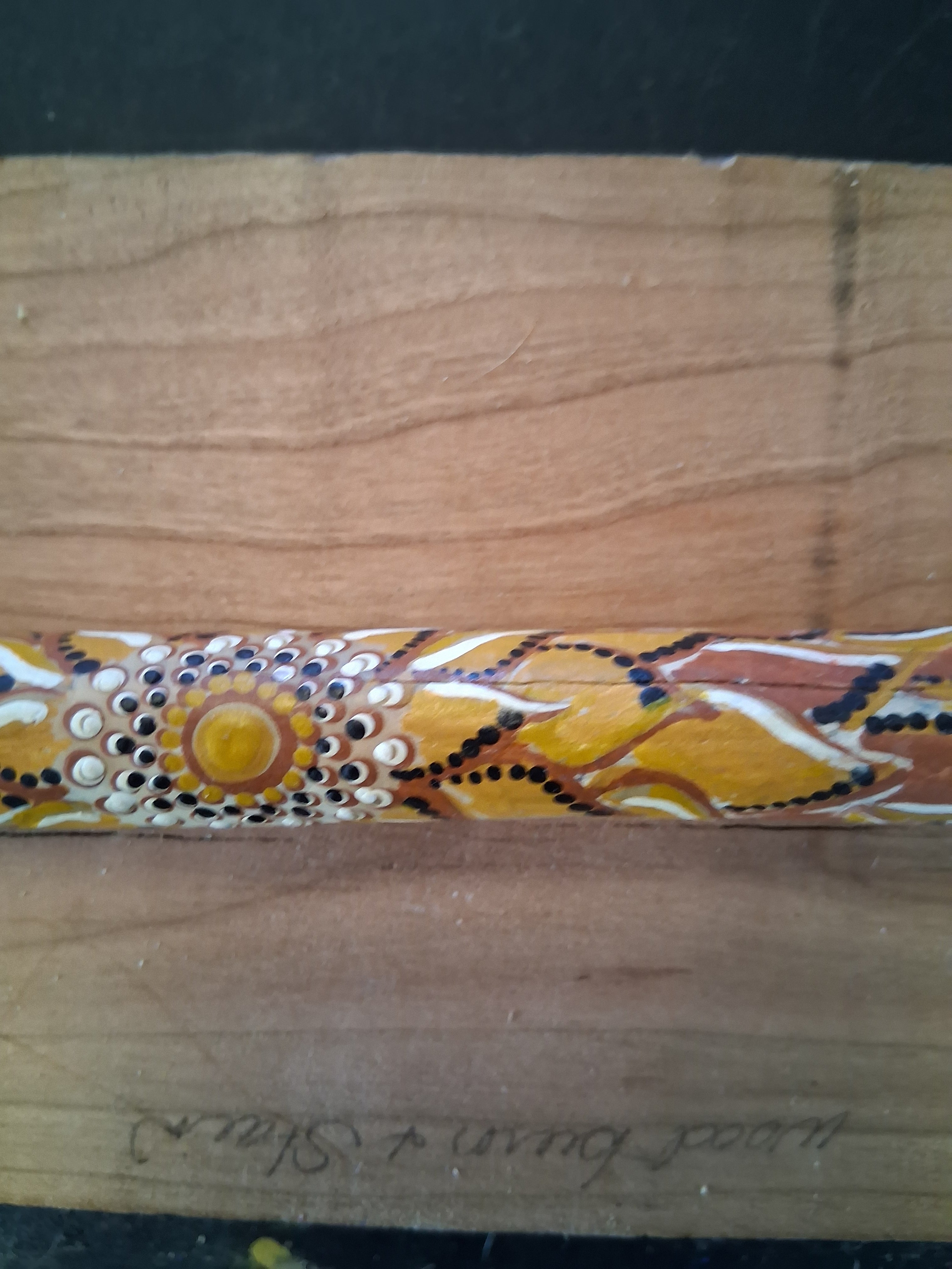 Burnt Orange & Gold Bone Art | Hand Painted Aboriginal Dot Art Boho Decor