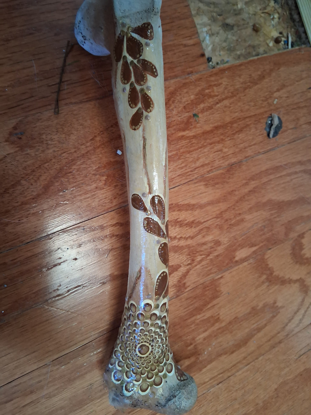 Henna Mandala Cow Bone Art | Large Hand Painted Dot Art Boho Nature Decor