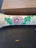 Teal & Purple Flower Mandala Bone Art | Original Hand Painted Dot Art Boho Decor