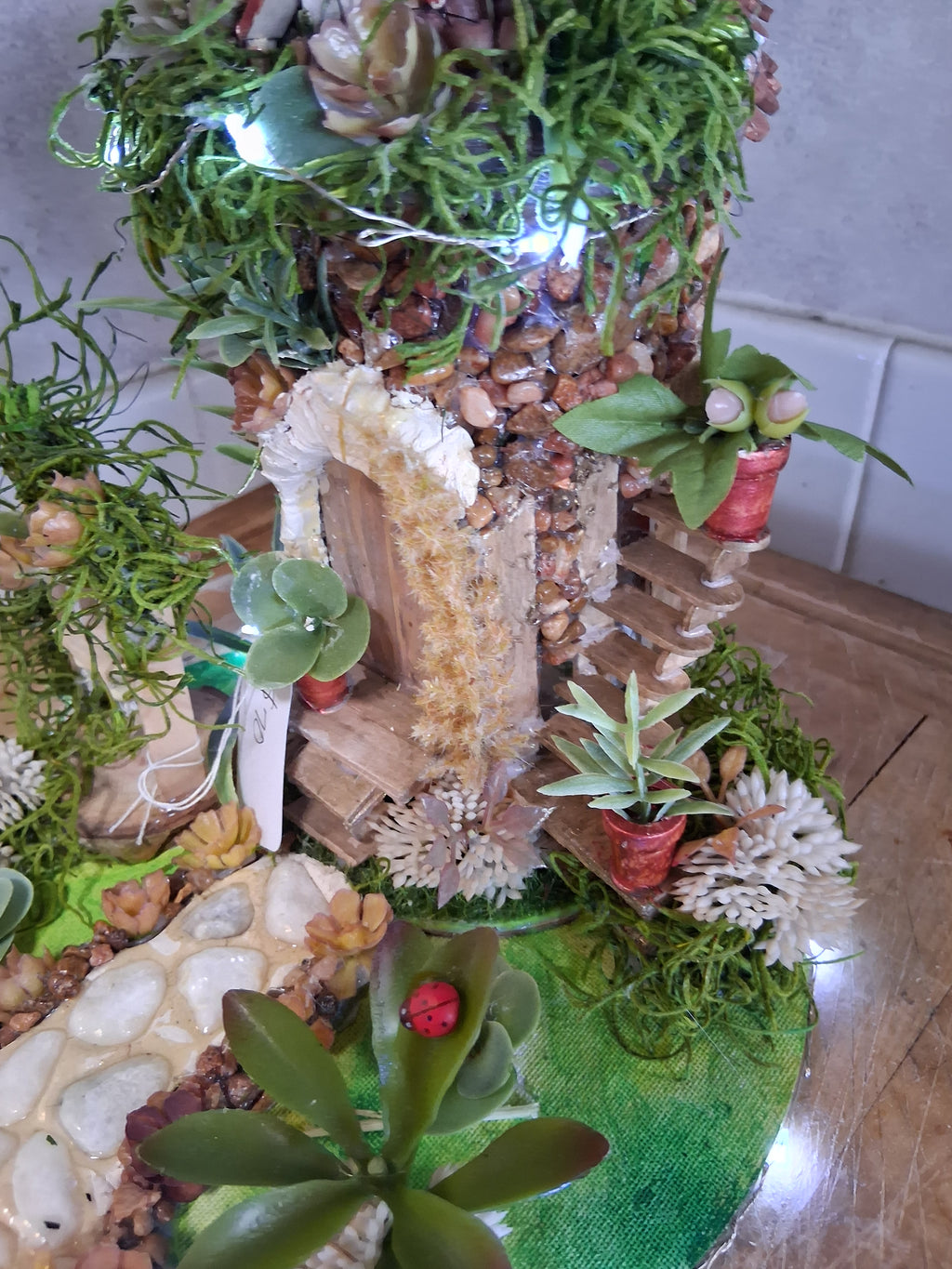 Fairy Garden Recycled Bottle | LED Light Handmade Whimsical Eco Decor