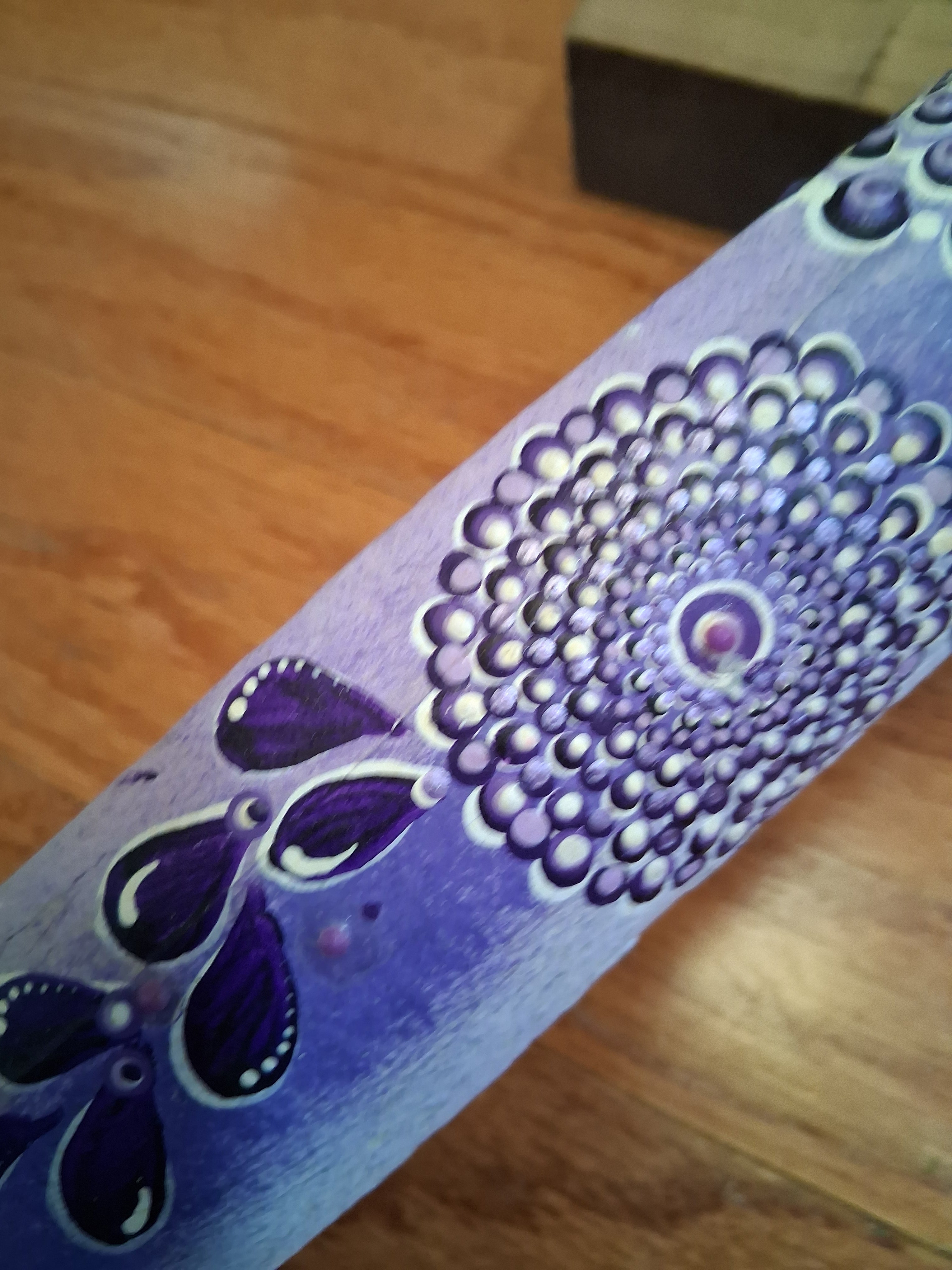 Purple Mandala Elk Bone Art | Large Hand Painted Dot Art Boho Decor