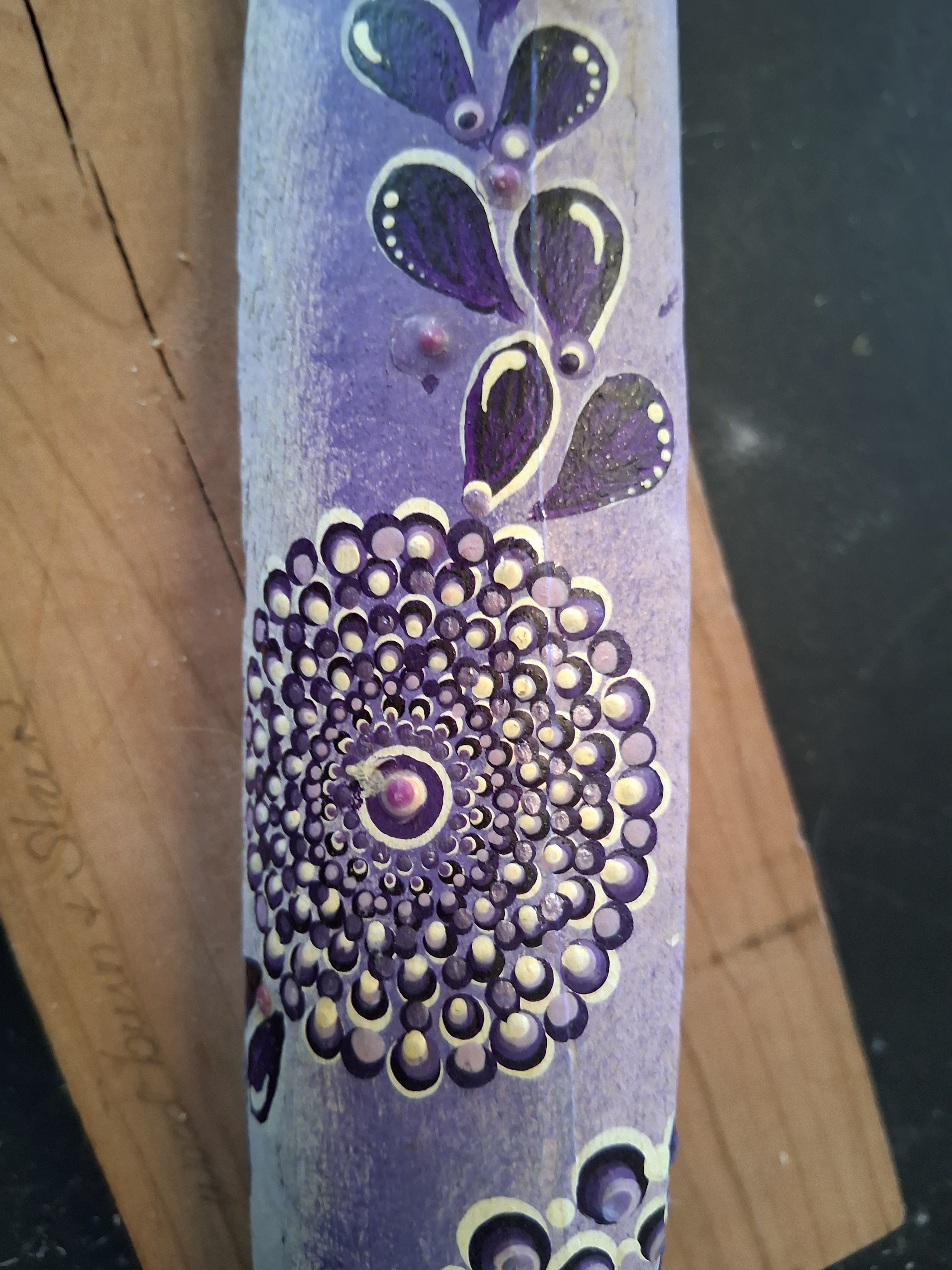 Purple Mandala Elk Bone Art | Large Hand Painted Dot Art Boho Decor