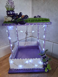 Purple Fairy Garden Bird Feeder | Handmade LED Lights Whimsical Cottagecore Decor