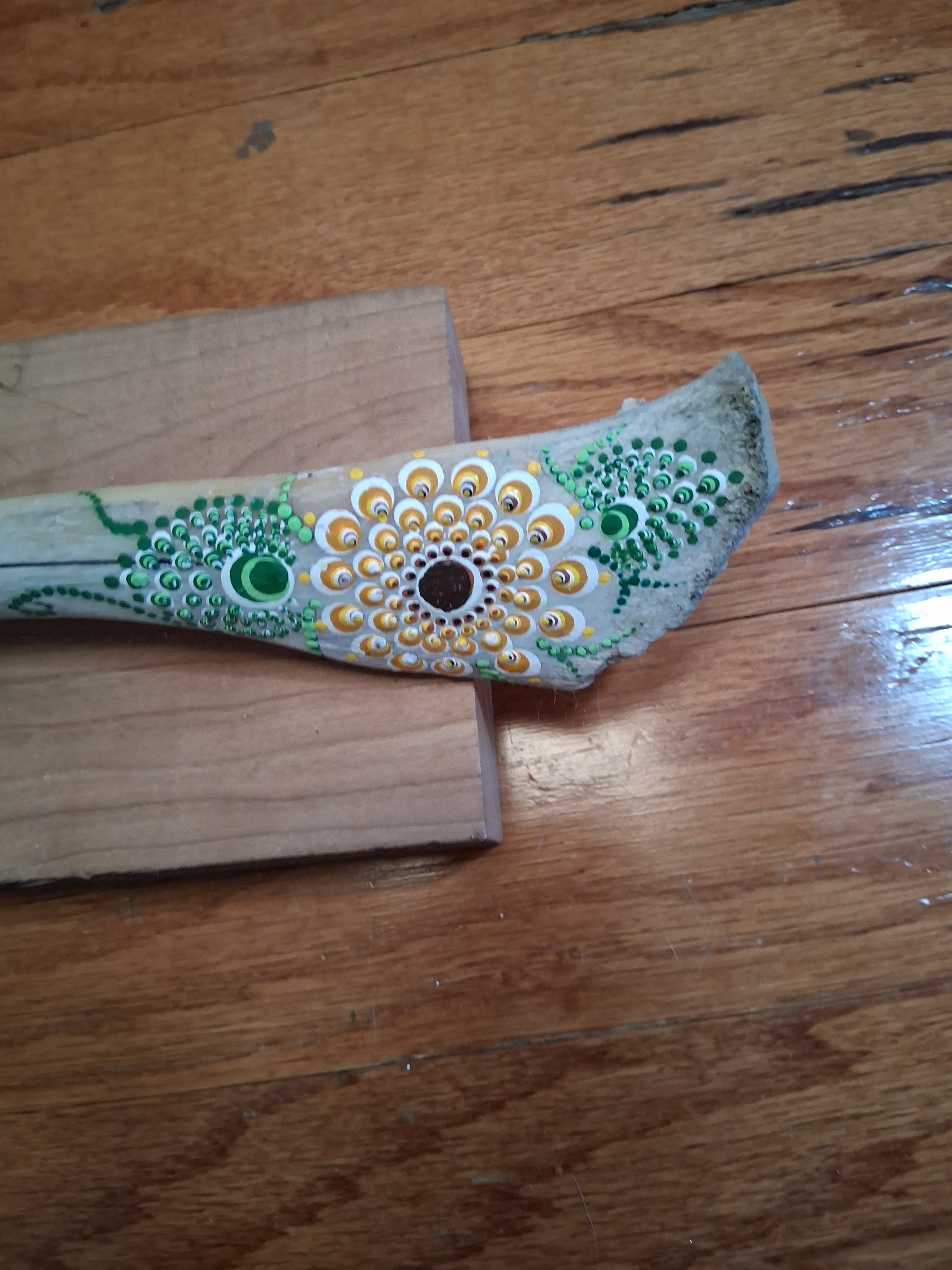 Sunflower Mandala Deer Bone Art | Hand Painted Dot Art Cottagecore Boho Decor