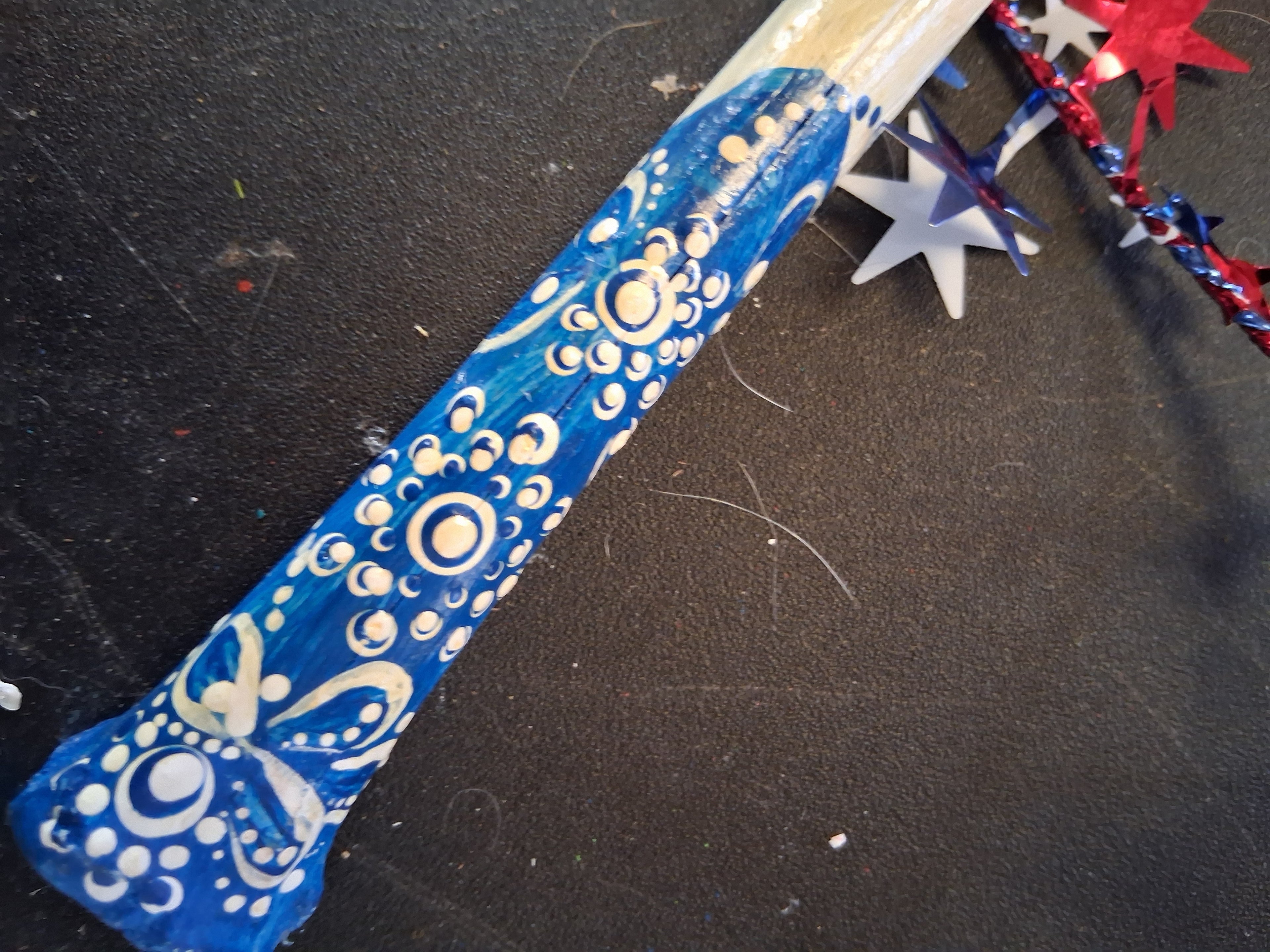 Patriotic Deer Bone Art | Hand Painted Red White Blue Dot Art 4th of July Decor