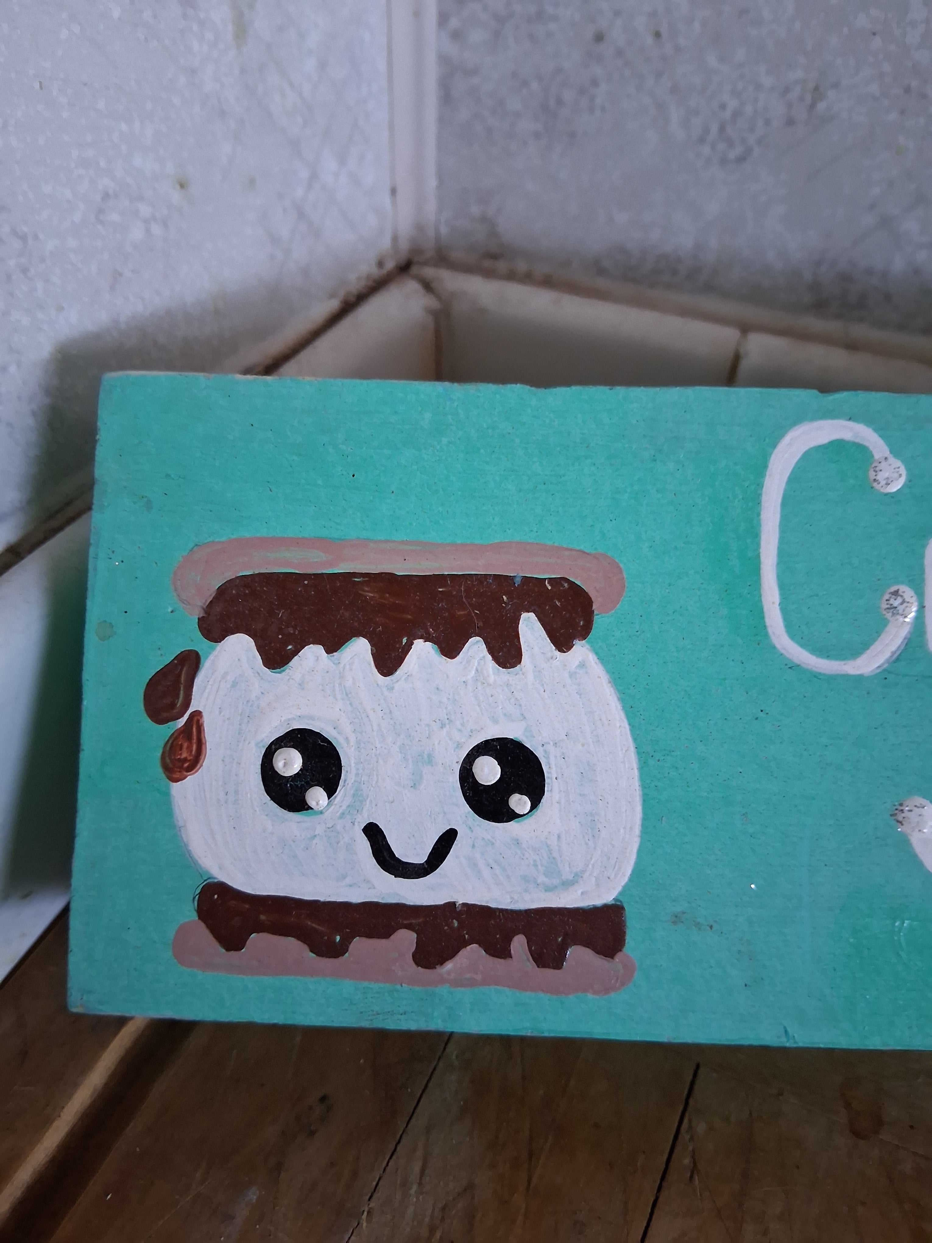 S'more Fun Camping Sign | Kawaii Hand Painted Wood Sign Camper Gift